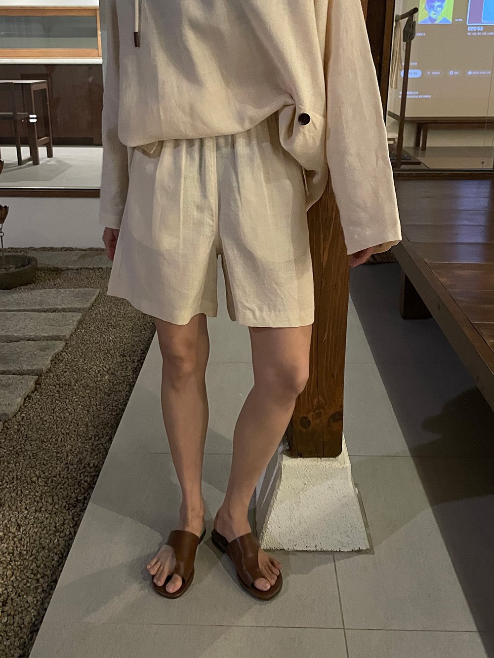 [OF]Linen Banding Shorts (cream)