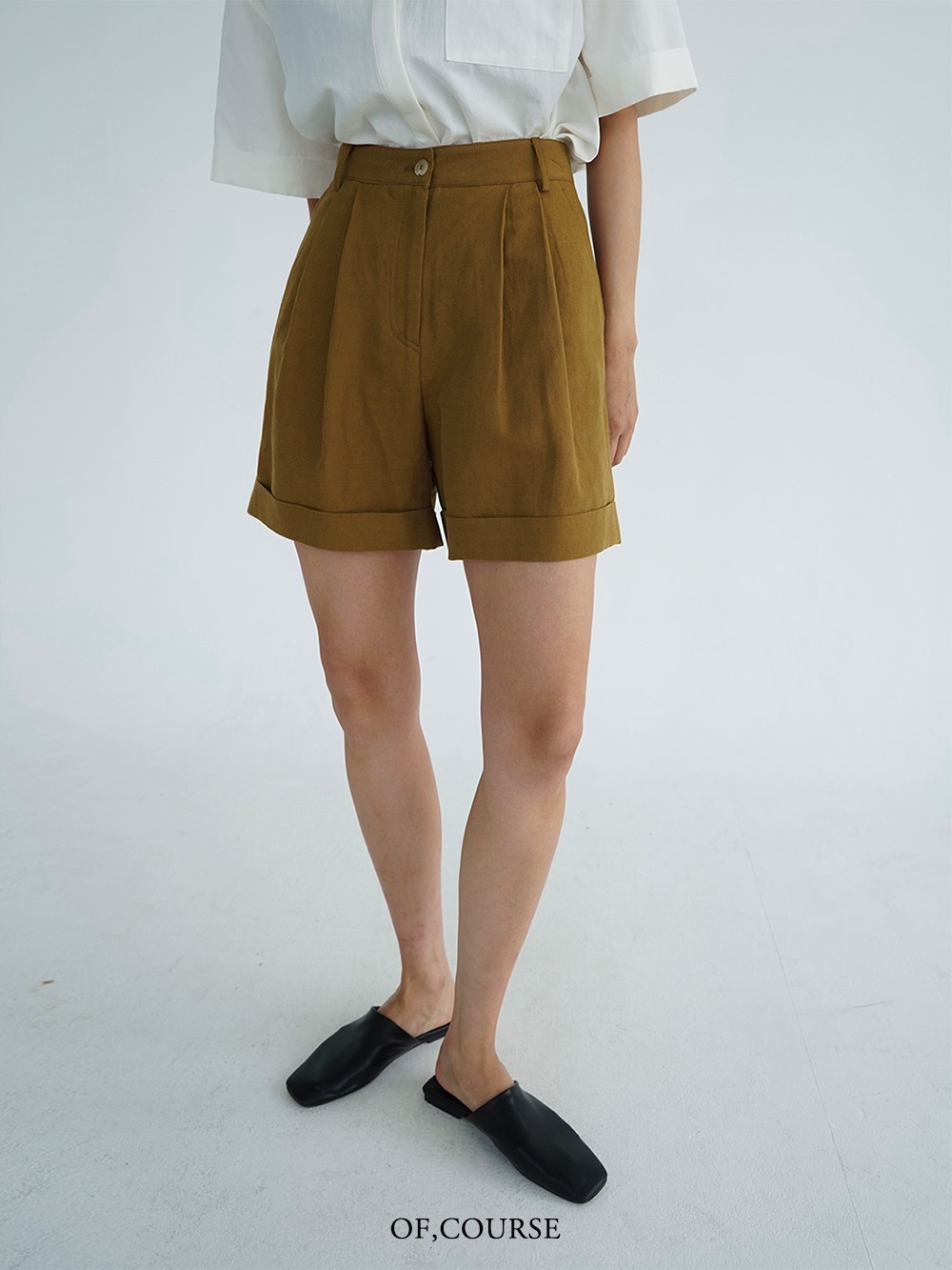 [Re-open][OFC]Turn-up Pintuck Shorts (camel) - 미입금분 당일배송