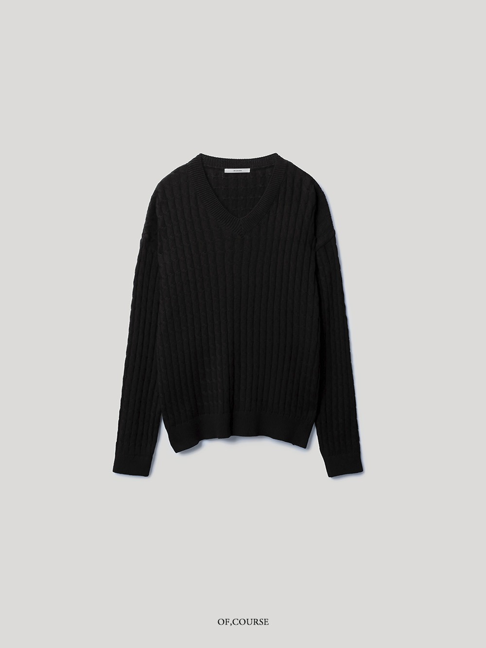 [OFC]Loose Cable V Knit (black)