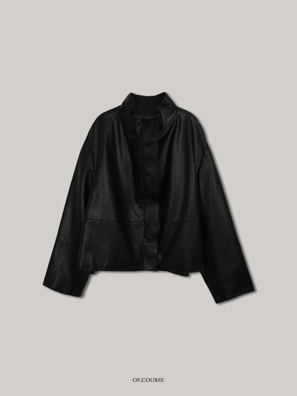 [OFC]High Neck Leather Jacket (black)