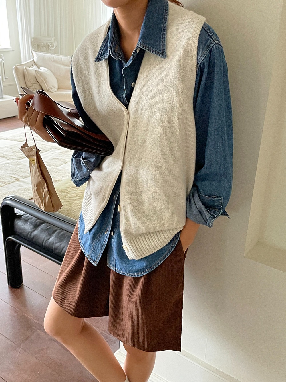 Amire Knit Vest Cardigan (3color)