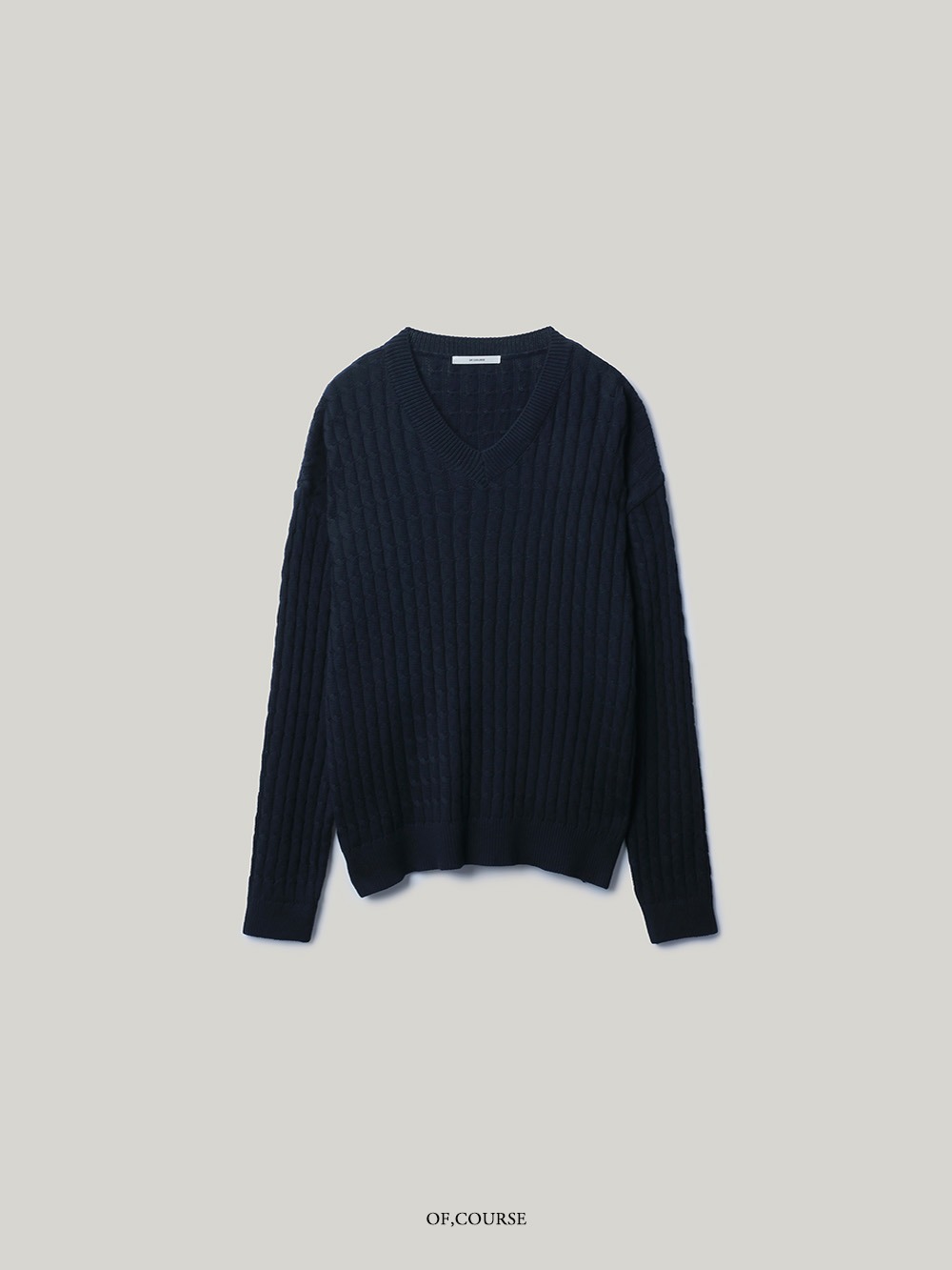 [OFC]Loose Cable V Knit (navy)