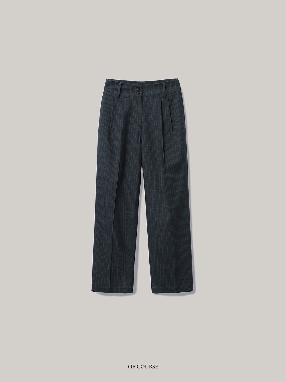 [OFC]Set-up Stripe Tuck Pants (charcoal)