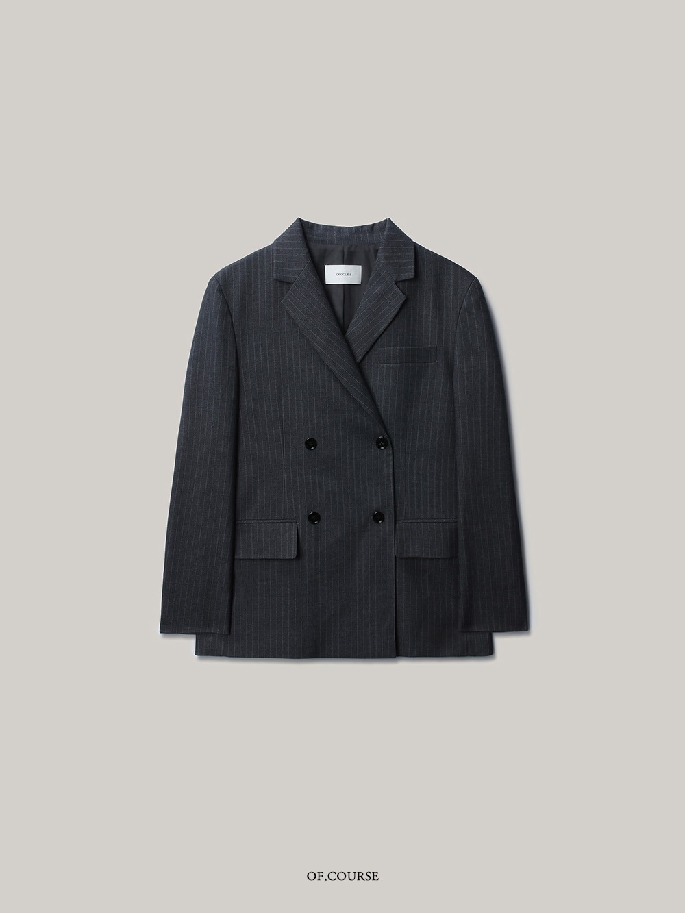 [OFC]Set-up Stripe Double Jacket (charcoal)