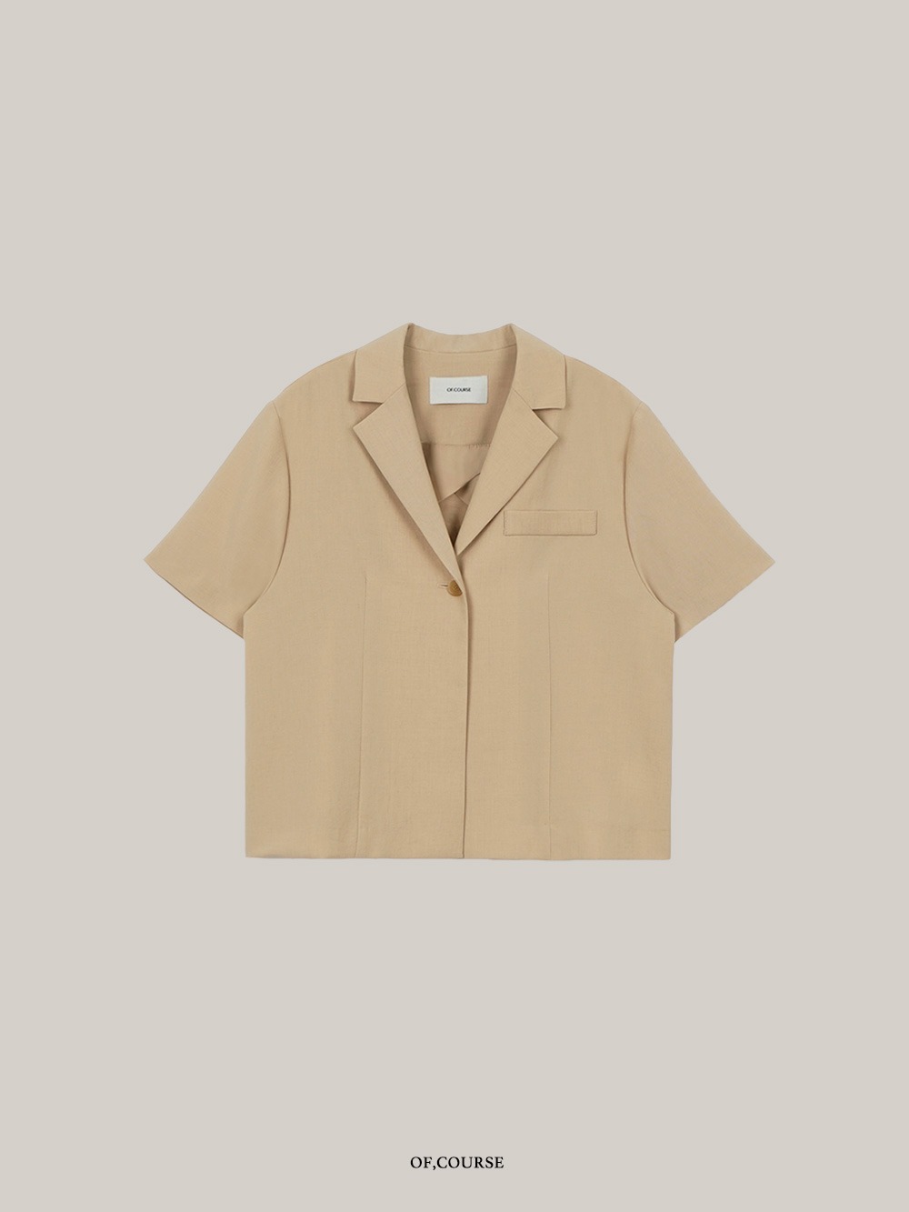 [OFC]One-button Crop Jacket (yellow beige)