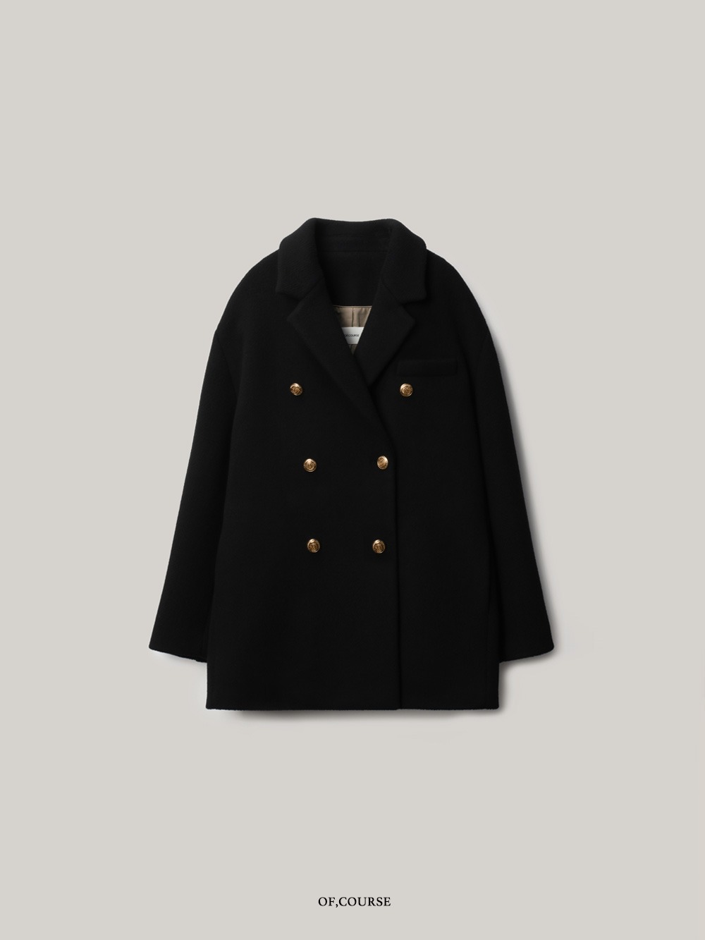 [OFC]Herringbone Black Half Coat (black)