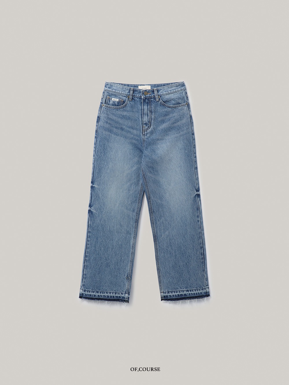 [OFC]Hem Detailed Denim Pants (medium blue)
