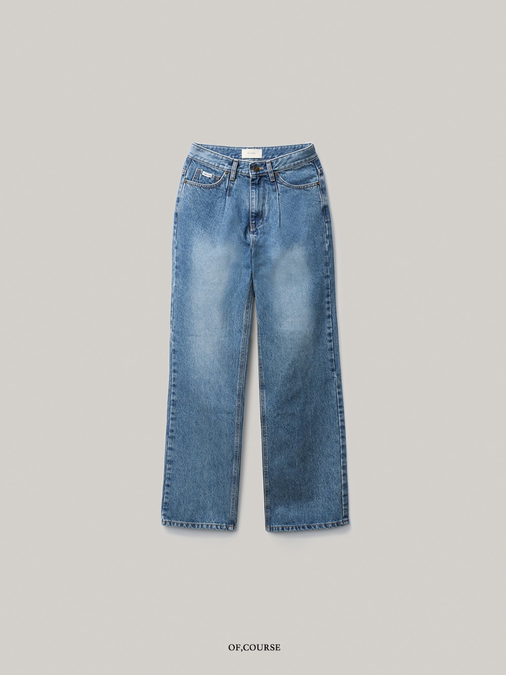 [OFC]Tuck Wide Fit Denim Pants (medium blue)