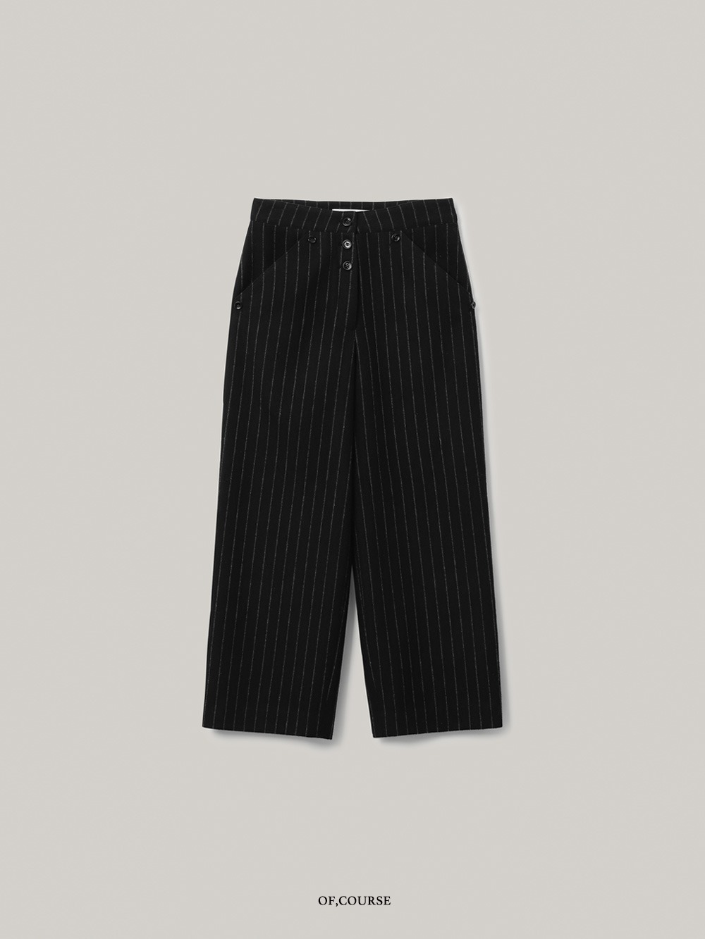 [OFC]Button Stripe Pants (black)