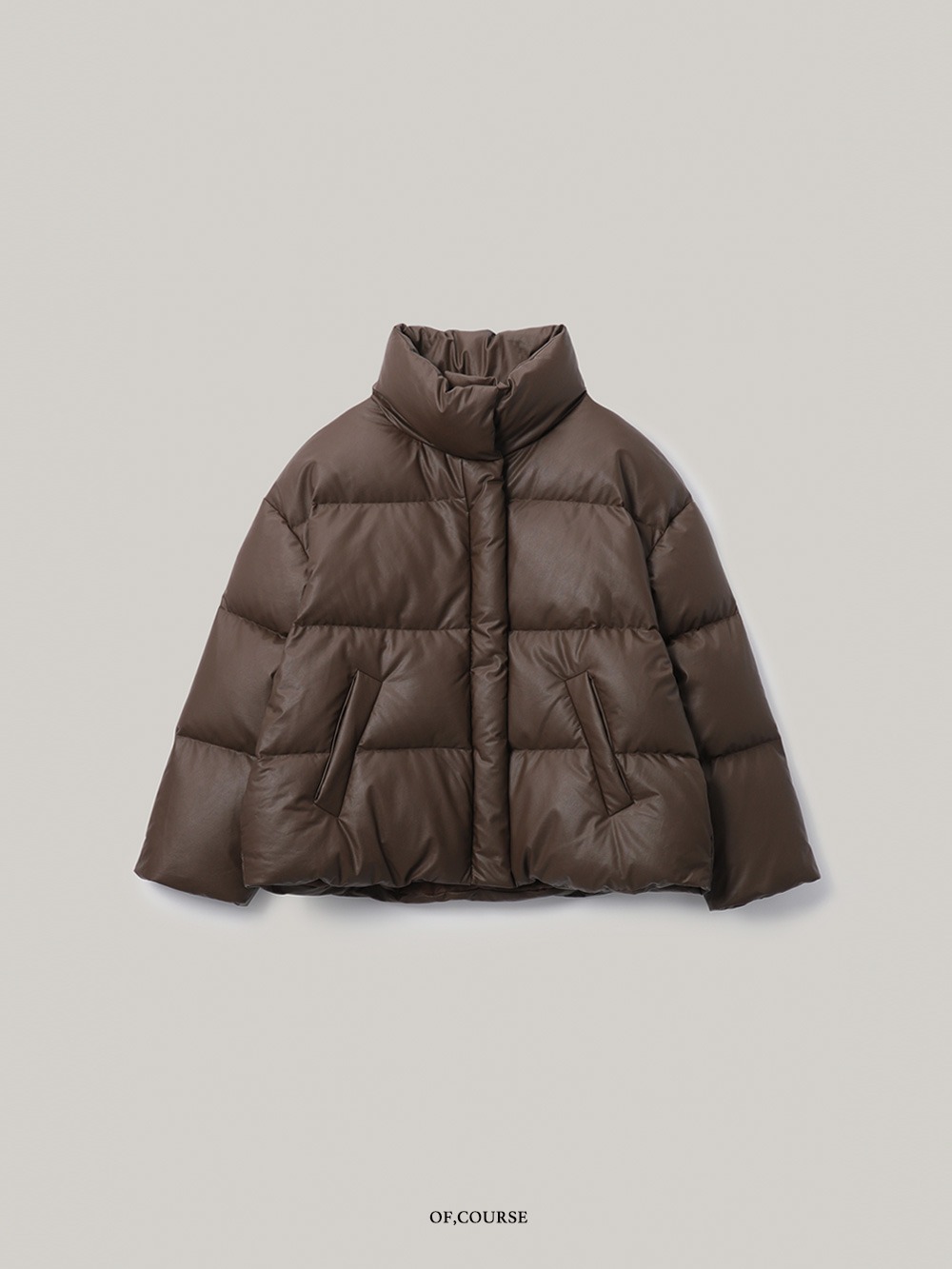 [OFC]Leather Short Puffer Jacket (brown)
